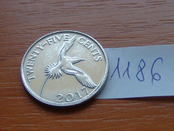 Bermuda 25 cents 2017 phaethon lepturus, white-tailed tropical bird # 1186