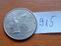 USA 25 CENT 1/4 DOLLÁR 2001 P (New York), Réz-nikkellel futtatott réz, G. Washington #915