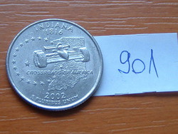 USA 25 CENT 1/4 DOLLÁR 2002 P (Indiana), Réz-nikkellel futtatott réz, G. Washington #901