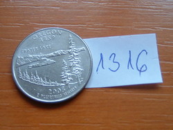 USA 25 CENT 1/4 DOLLÁR 2005 D (Oregon) Réz-nikkellel futtatott réz, G. Washington #1316