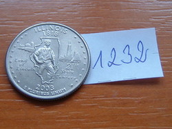 USA 25 CENT 1/4 DOLLÁR 2003 P (Illinois) Réz-nikkellel futtatott réz, G. Washington #1232