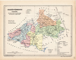 Csanád vármegye térkép 1904 (3), megye, Nagy - Magyarország, eredeti, Kogutowicz Manó, atlasz