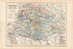 Magyarország átnézeti térkép 1904 (3), megye, vármegye, eredeti, Kogutowicz Manó, atlasz