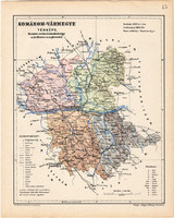 Map of Komárom county 1904 (3), county, Greater Hungary, original, kogutowicz elf, atlas