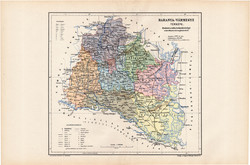 Baranya vármegye térkép 1904 (3), megye, Nagy - Magyarország, eredeti, Kogutowicz Manó, atlasz