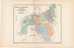 Szabolcs vármegye térkép 1904 (3), megye, Nagy - Magyarország, eredeti, Kogutowicz Manó, atlasz