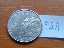 USA 25 CENT 1/4 DOLLÁR 2000 P (New Hampshire), Réz-nikkellel futtatott réz, G. Washington #921