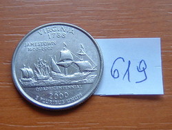 USA 25 CENT 1/4 DOLLÁR 2000 D (Virginia), Réz-nikkellel futtatott réz, G. Washington #619