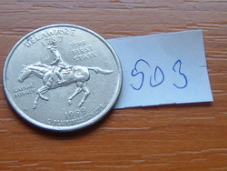 USA 25 CENT 1/4 DOLLÁR 1999 D, Denver, (Delaware) Réz-nikkellel futtatott réz, G. Washington #503