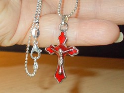 Medjugorje virgin mother appearance cross crucifix beaded vintage necklace 1.Sz