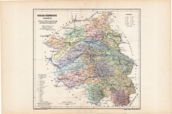 Map of Bihor County 1904 (3), county, Greater Hungary, original, kogutowicz elf, atlas