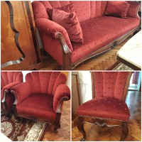 5 Partial - lion-legged, fan-backed bergere sofa, flawless, spare condition.