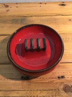 Kerámia hamutál piros-Retro különleges 70s ashtray T-48