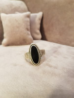 Antique silver ring with onyx stone