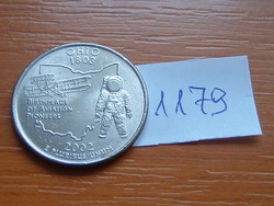 USA 25 CENT 1/4 DOLLÁR 2002 P (Ohio) Réz-nikkellel futtatott réz, G. Washington #1179