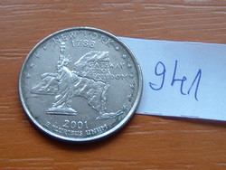 USA 25 CENT 1/4 DOLLÁR 2001 D (New York), Réz-nikkellel futtatott réz, G. Washington #941