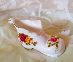Cottage rose, angol fehér porcelán cipőcske gyűrűtartó  13.