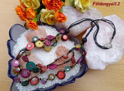 Very showy, special, multi-strand long colored necklace with sequins