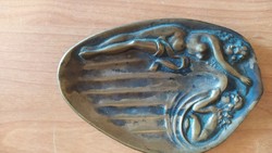 Art Nouveau nude copper or bronze bowl business card holder?