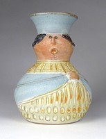 1G762 Kiss Roóz Ilona : Figurális kerámia váza 14 cm