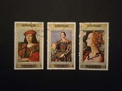 1967. Yemen Arab Republic - paintings by Florentine masters, used in gold frame