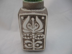 Retro BAY keramic Bodo Mans szürke-fehér azték váza 96 14