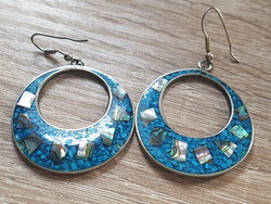 Mexican alpaca earrings with mother of pearl inlay