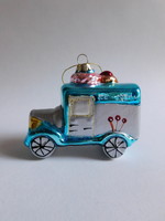 Üveg karácsonyfadísz - vintage fagylaltos autó