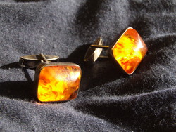 Silver cuff with amber (161211)