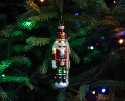 Retro üveg karácsonyfadísz - diótörő figura - karácsonyi dekoráció