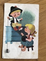 Jópofa kisgyerekes képeslap - Lengyel Sándor rajz