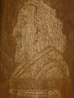 László György: portrait of Gyula Dudás (woodcut relief)