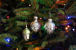 Retro Christmas tree decorations - 2 nuts and an acorn, glass figural ornament, Christmas decoration