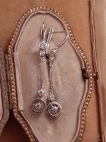 Silver art deco buton earrings with zirconia stones