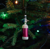 Retro üveg karácsonyfadísz - szóda, szódásszifon - figurális festett üveg dísz karácsonyi dekoráció