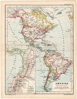 America map 1873, original, german, school, atlas, kozenn, countries, political, usa