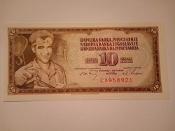 Unc  10  Dínár 1968 Jugoszlávia   !