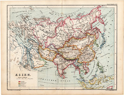 Asia political map 1873 map original german school atlas kozenn china india