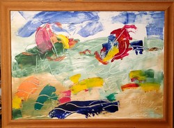 Litkey Bence gyönyörű, mozgalmas festménye: Páros verseny - RITKASÁG!
