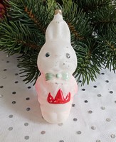 Bunny on old glass Christmas tree ornament