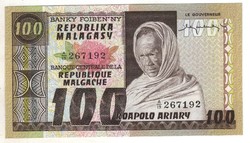 100 francs 20 ariary 1974-75 Madagaszkár Malagasy Közt. UNC