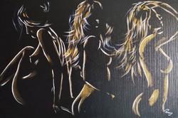 Soft erotica! Gold shapes! Painting (canvas 60x40)