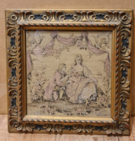 Antique silk tapestry life picture