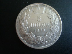 Szerbia 5 dinár 1879!!!