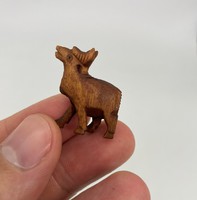 Asian Chinese or Japanese miniature hand carved wooden figurine deer or ram animal statue netsuke ??