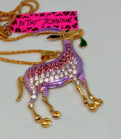 Betsey Johnson 3D Purple Crystalline Goat Sweater Necklace