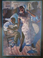 Blue Chicago - plakát keretezve (koncert, zenészek, énekes, gitáros, jazz, Amerika)