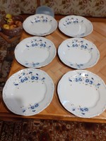6 db Zsolnay búzavirágos lapos tányér