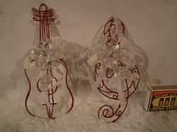Karácsonyfadísz -  FÉM - NAGY -  gitár 16 x 7 cm - violinkulcs 14 x 7 cm  - díszítve - hibátlan