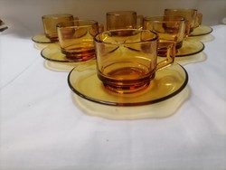 Set of amber colored coffee bottles
